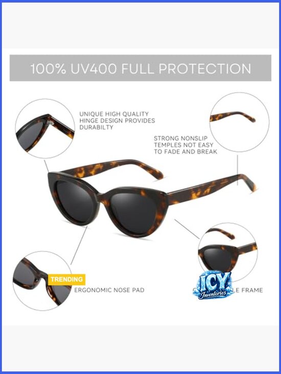 Polarized Retro Cateye Sunglasses with UV400 Protection main image 7